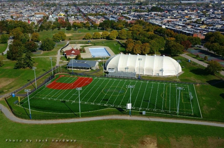 aerial shot of park