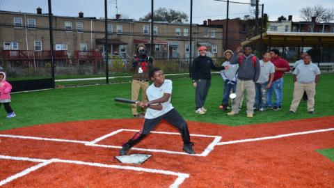 Youth playing at Kelly Field at Ravens Park Youth Development Park